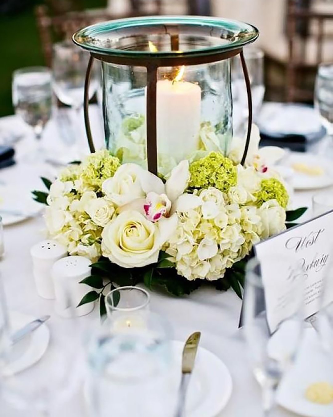 wedding table decorations candle with flowers jennifer bowen photography