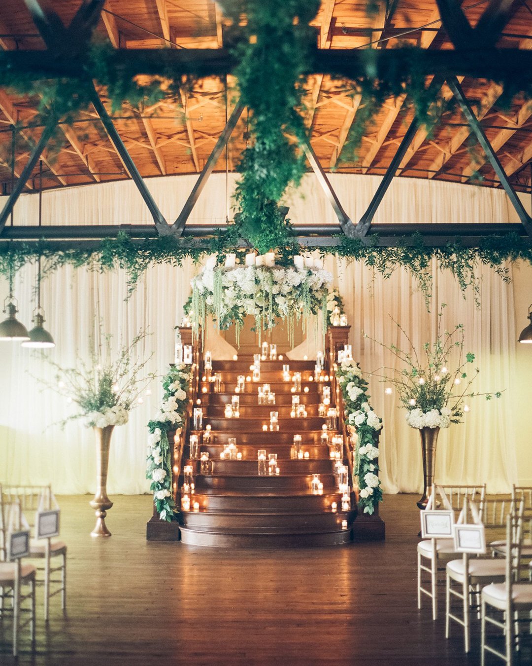 winter wedding decorations arch with flower candles Kendra Elise