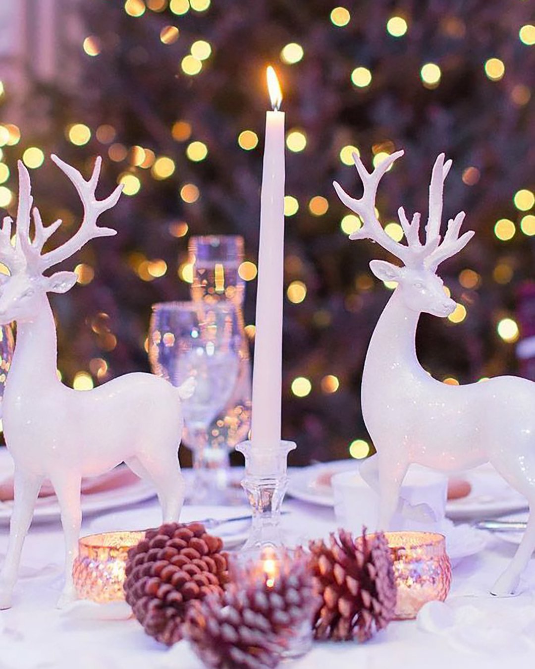 winter wedding decorations centerpiece with pine cones tinaelizabethphotography