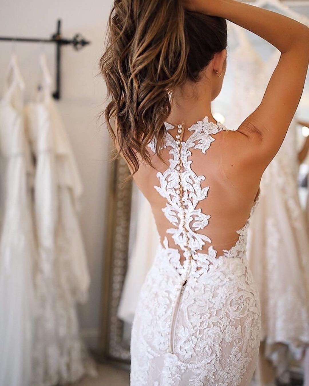 backless wedding dresses floral details tattoo effect lace martina liana