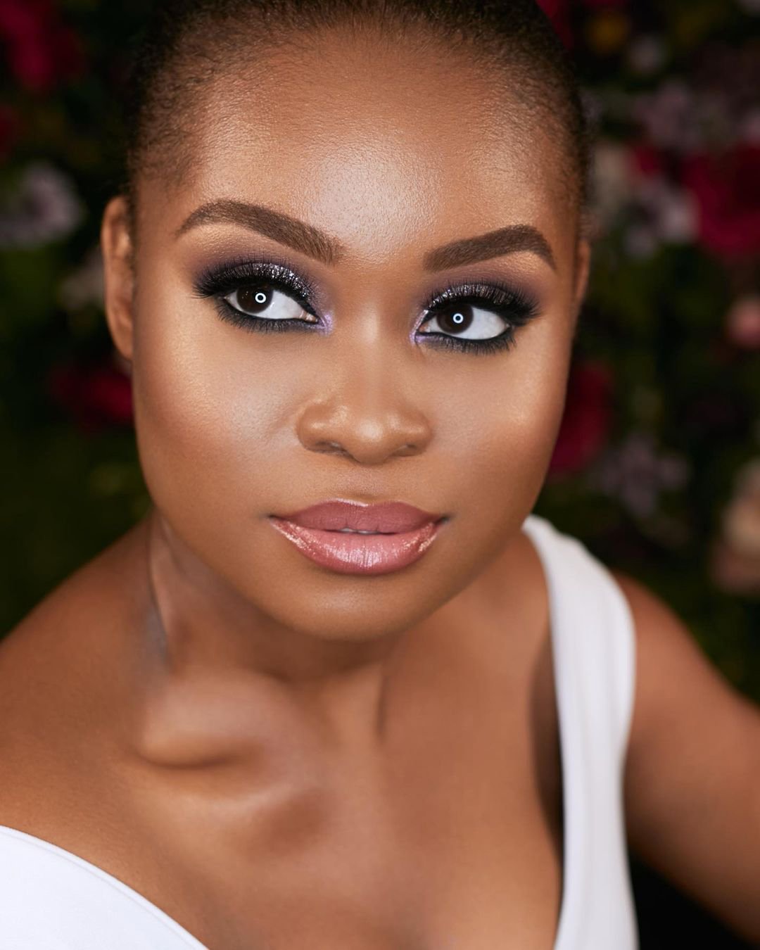 black bride makeup ideas natural lips smokey long lashes bridesbyjoy