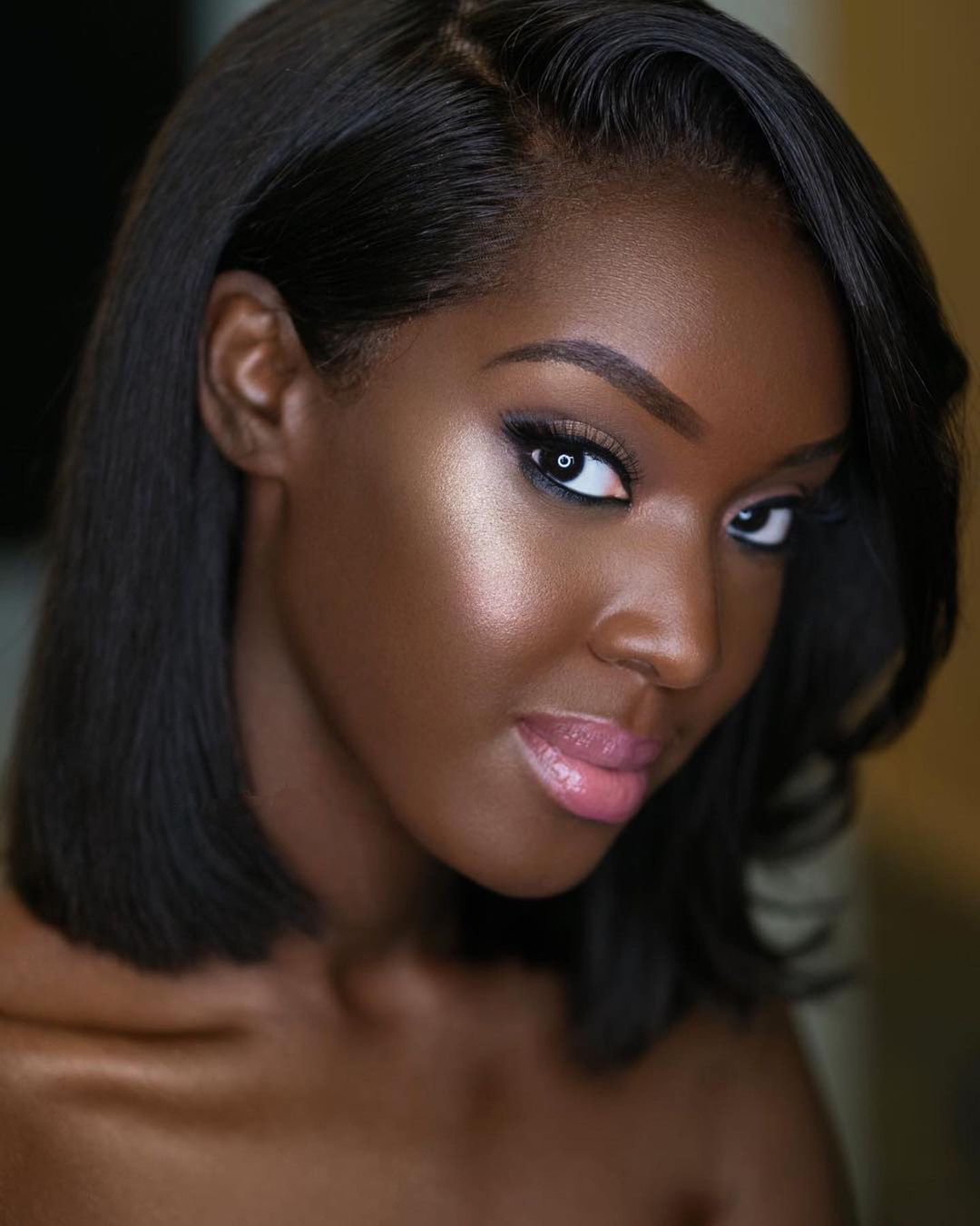 black bride makeup ideas skin bright pink lips long lashes bridesbyjoy