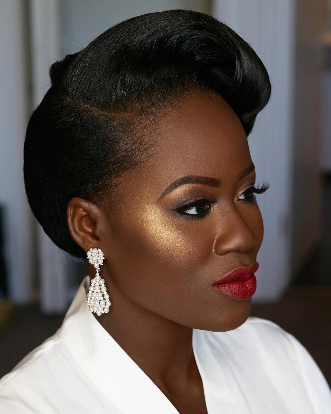 black bride makeup ideas skin gold highlighter red lips joyadenuga