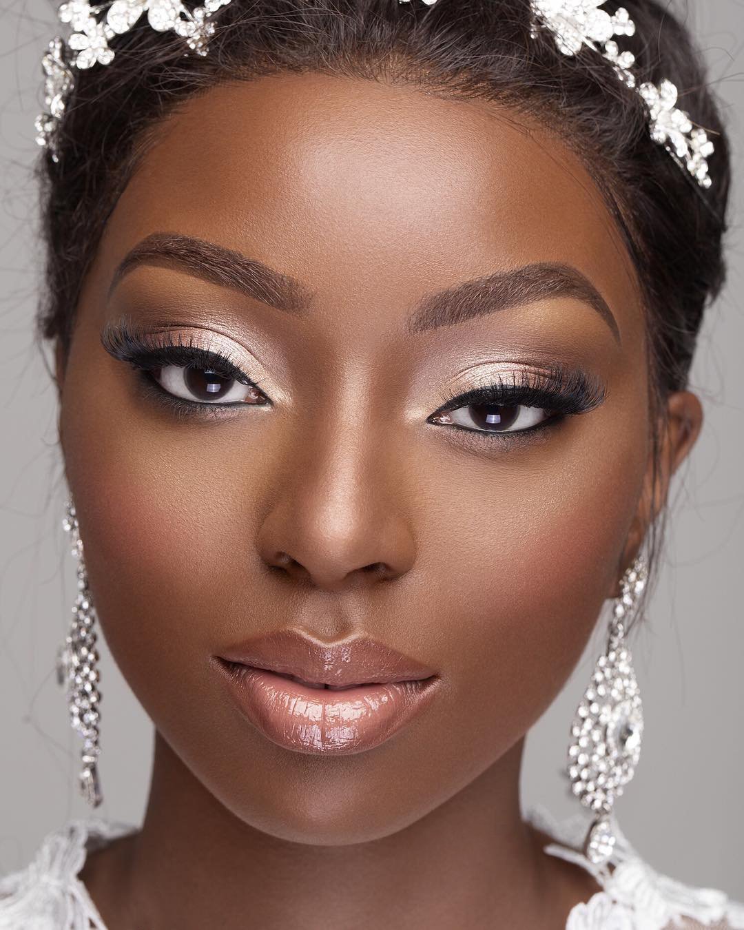 black bride makeup ideas skin gold long lashes nude lips joyadenuga