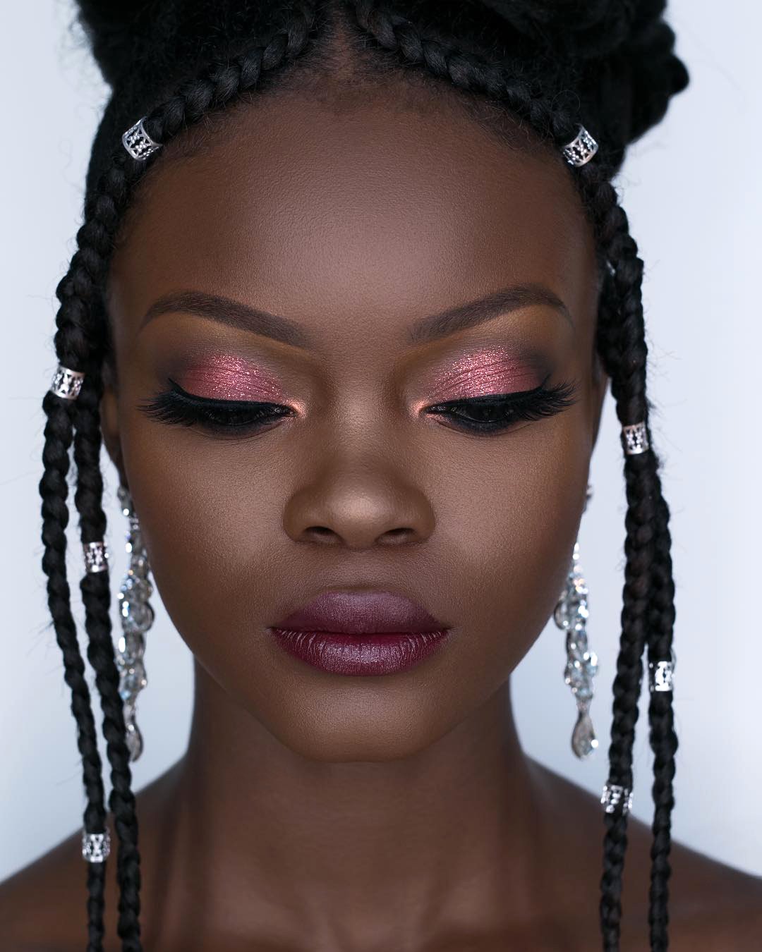 black bride makeup ideas skin gold shine burgundy joyadenuga
