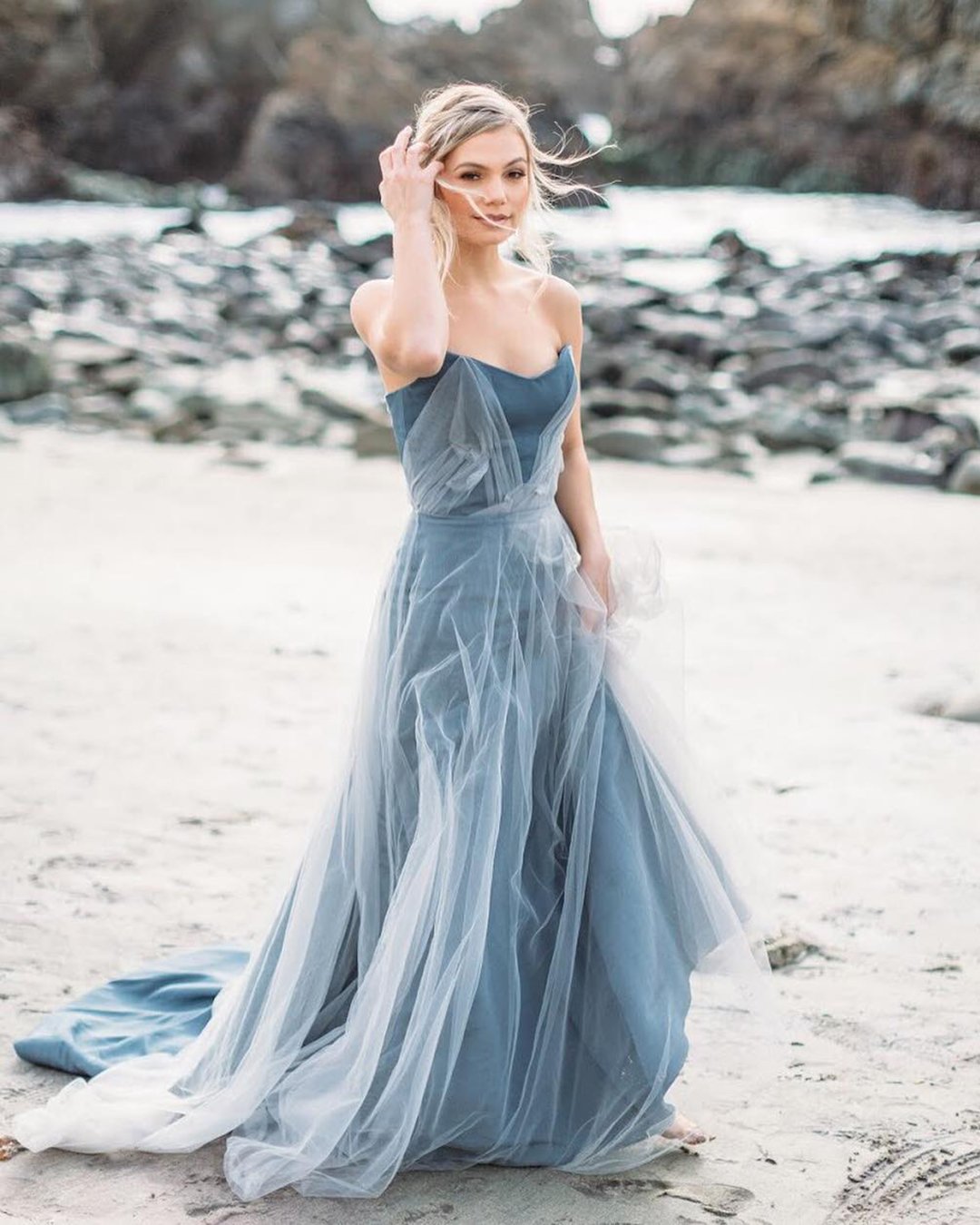 simple blue wedding dresses