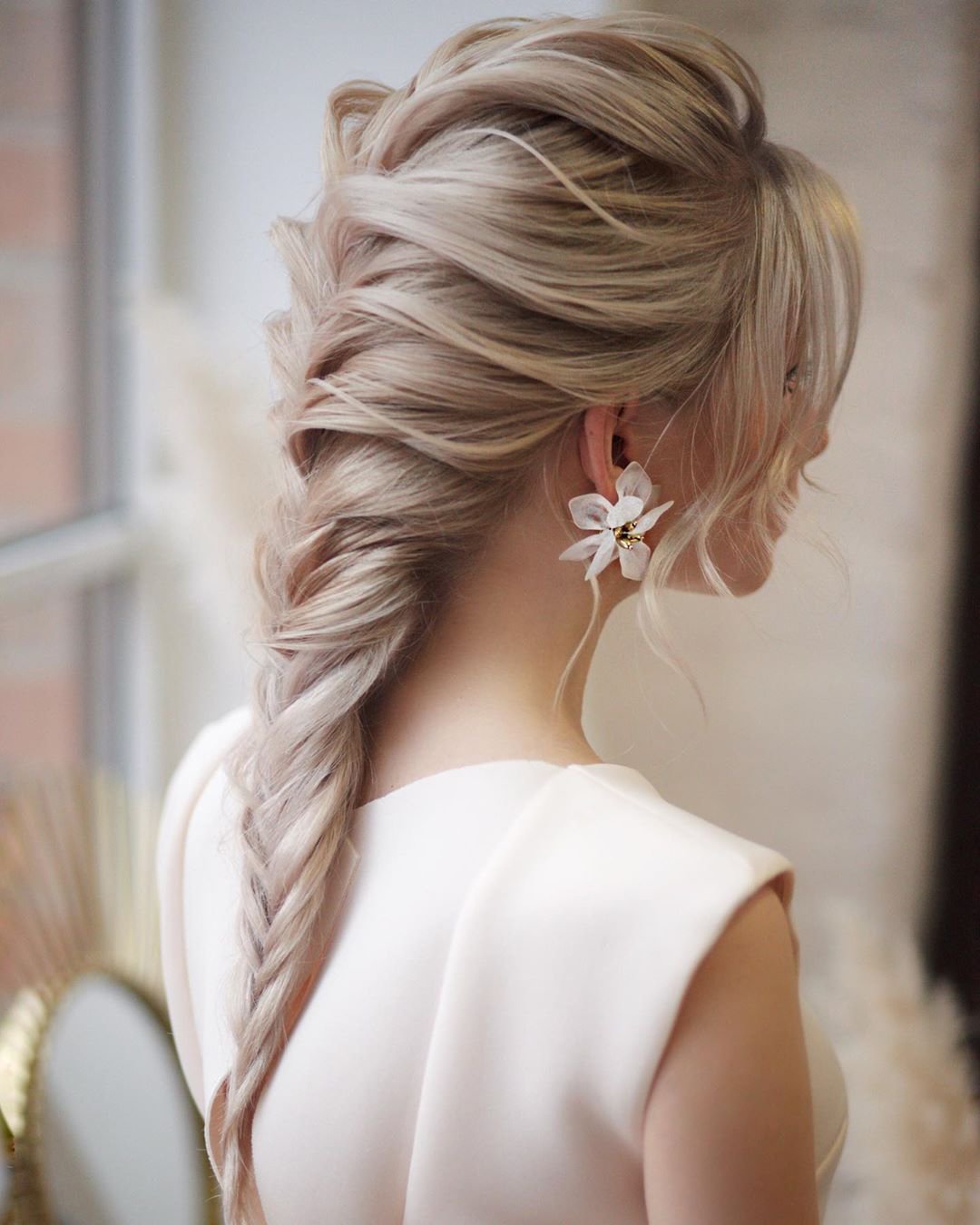 braided wedding hair textured blonde brench braid long hair_vera