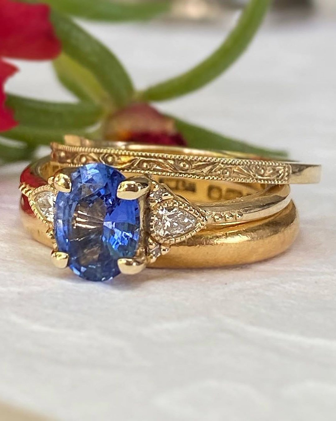 bridal sets vintage rose gold sapphire