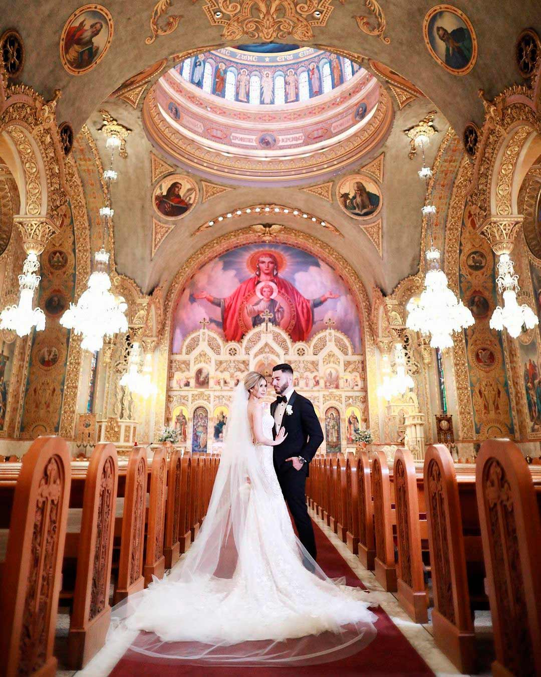 catholic wedding vows couple bride groom church aisle