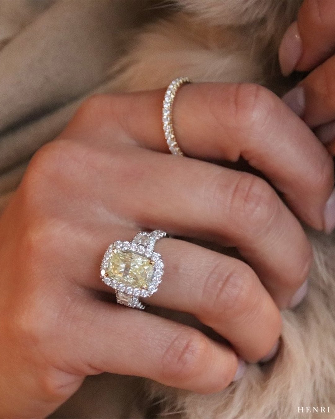 cushion cut engagement rings wedding ring sets yellow diamond