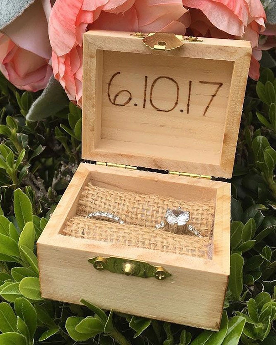 engagement ring boxes wooden box engraved date