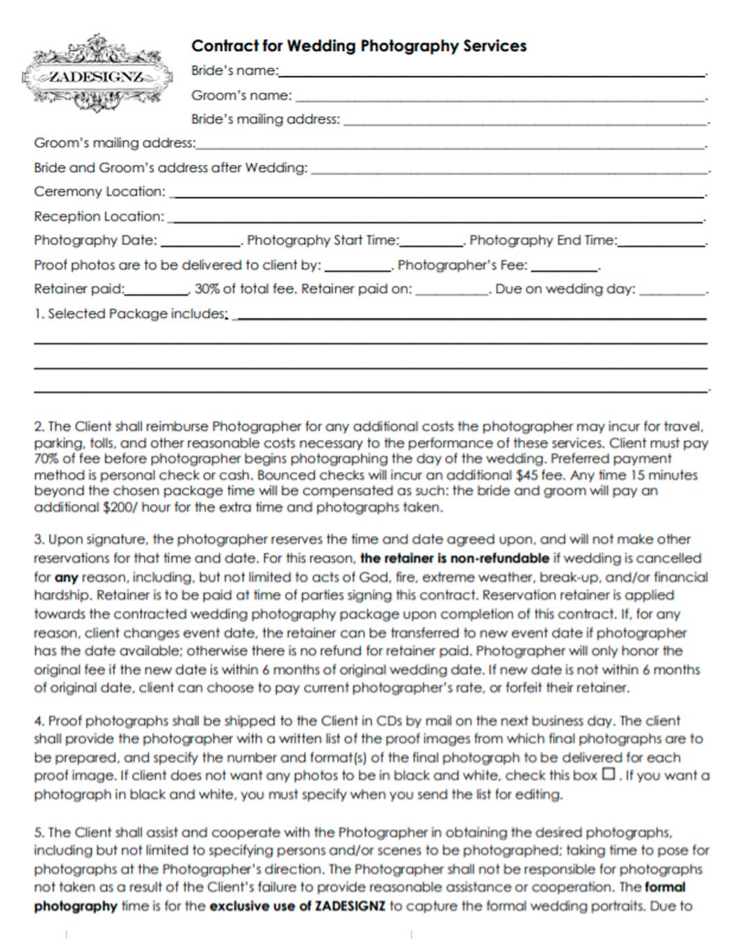 online wedding photography contract template online wedding photography contract template