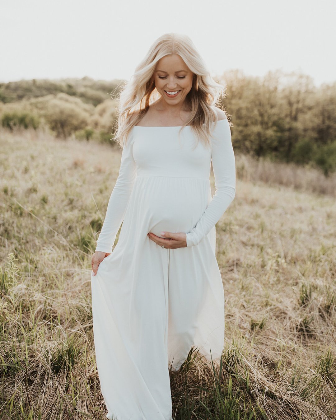 maternity wedding dresses off the shoulder with long sleeves nicolemarie photography