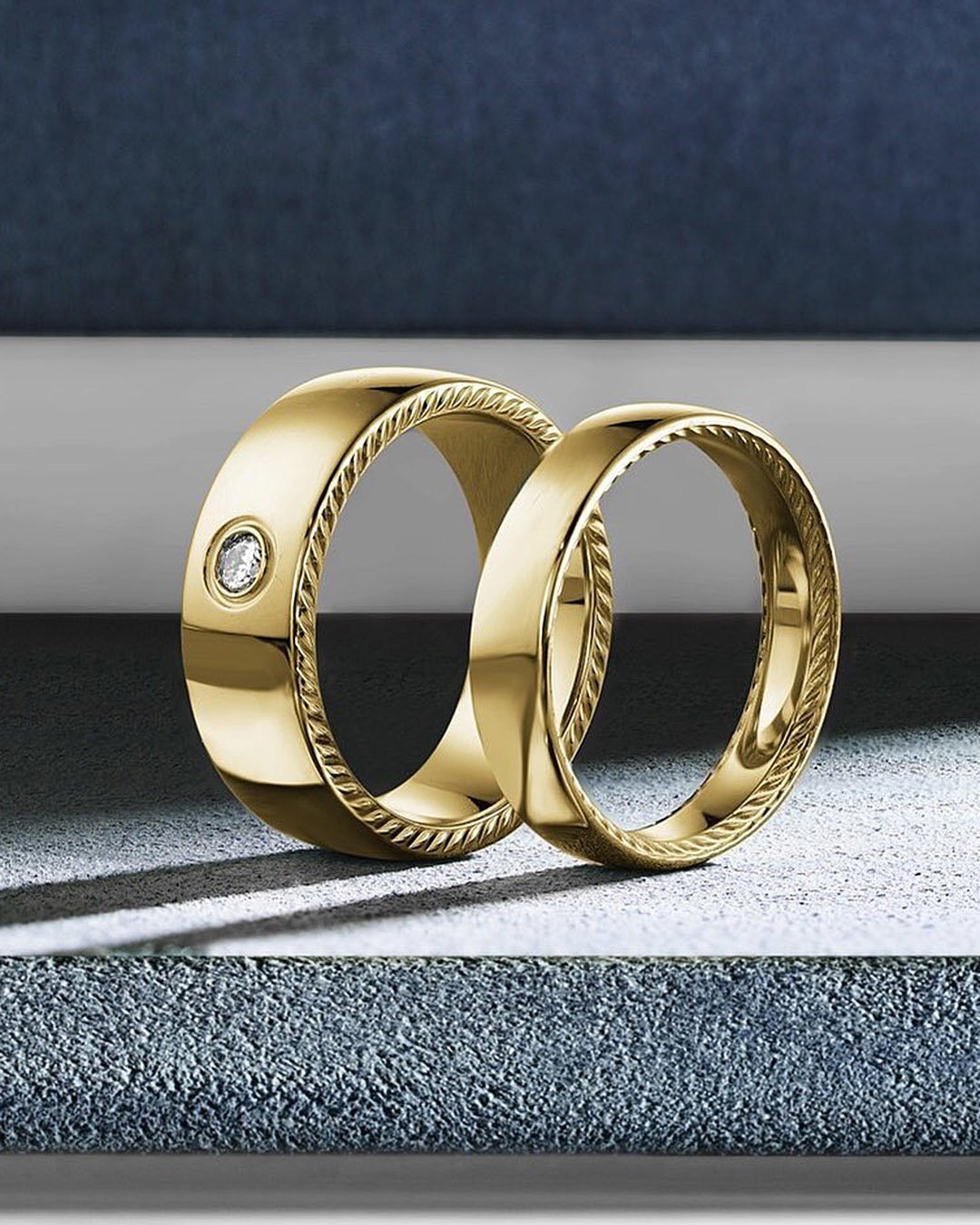 mens wedding bands yellow gold pair rings