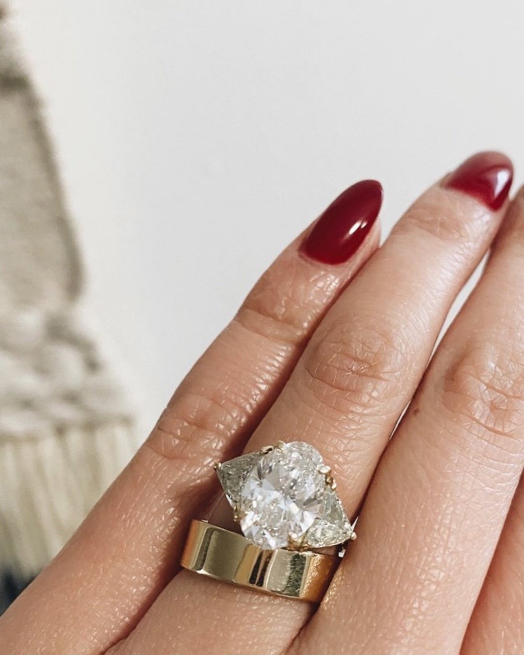 oval engagement rings wedding set diamond three stones