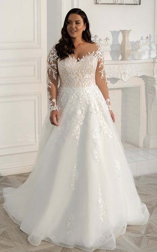plus size wedding dresses with sleeves featured