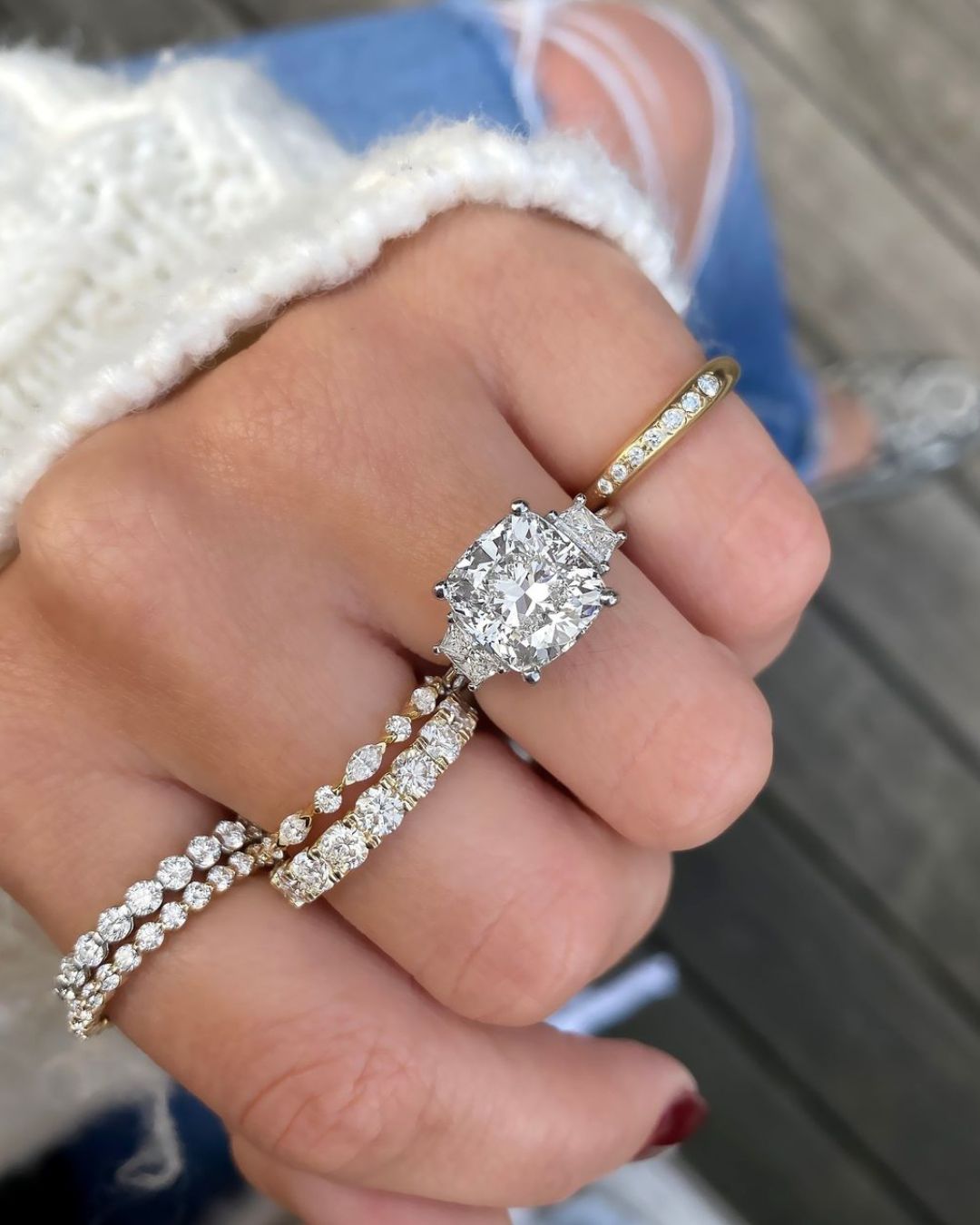 princess cut engagement rings in set
