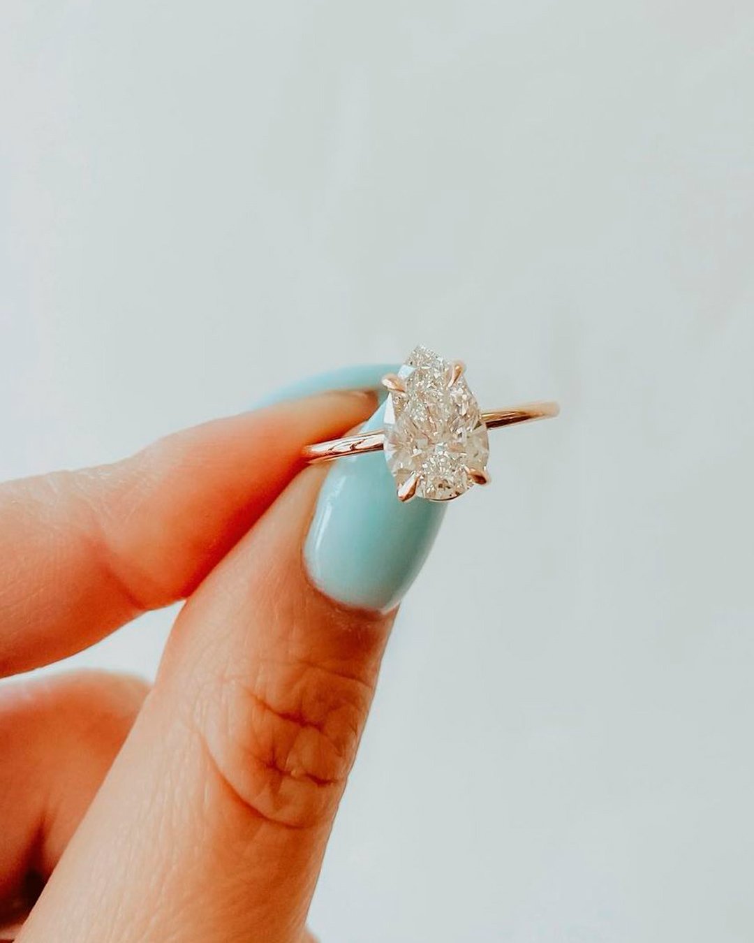 rose gold engagement rings simple classic pear cut diamond