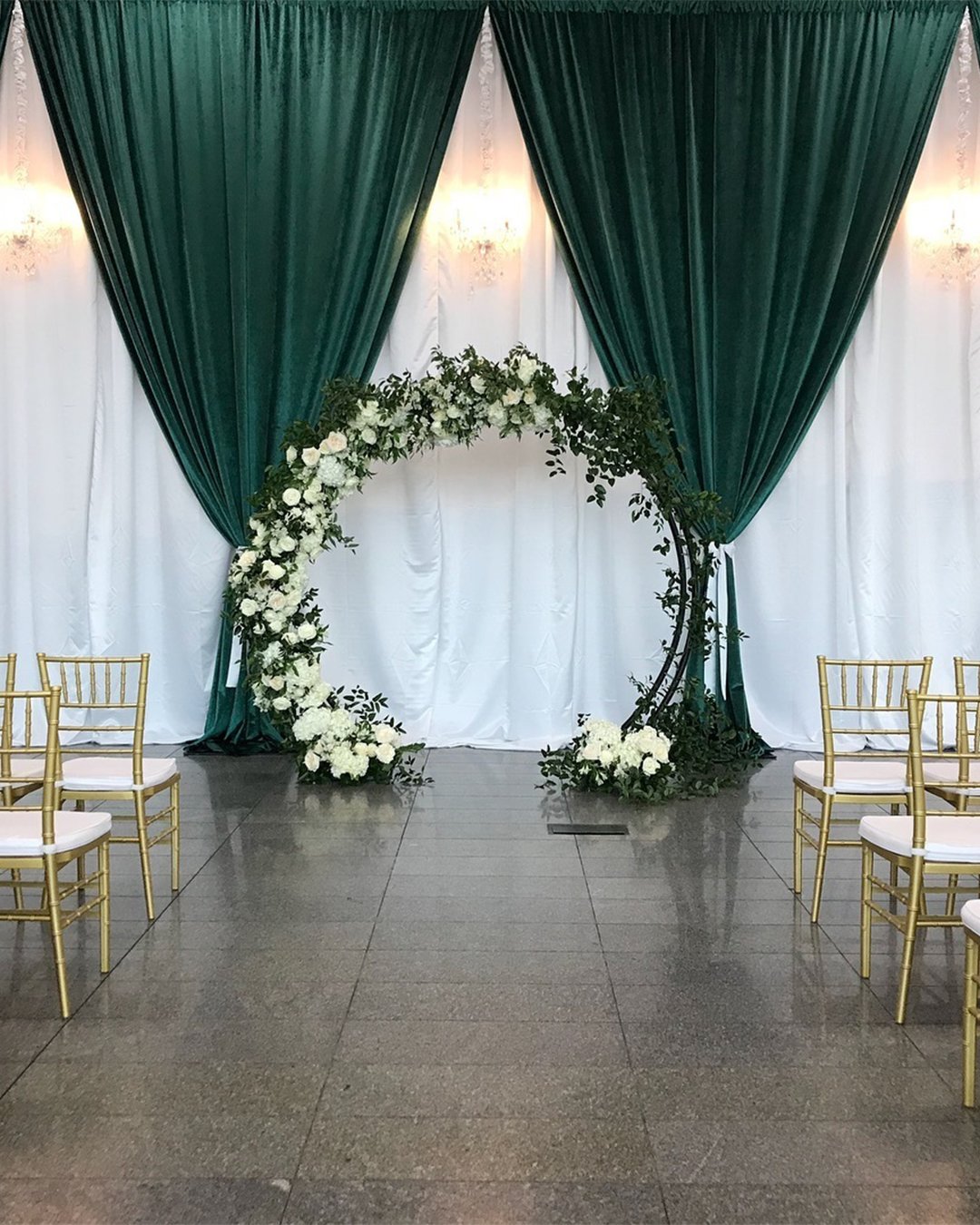 velvet wedding decor green velvet near arch swankyoccasions