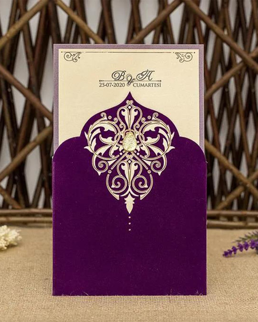 velvet wedding decor violet invitations MGinvitationAndGifts