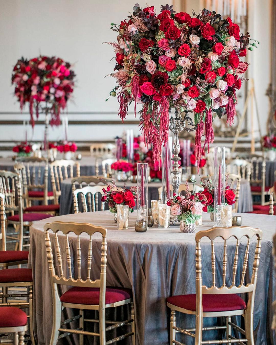 velvet wedding ideas gray table