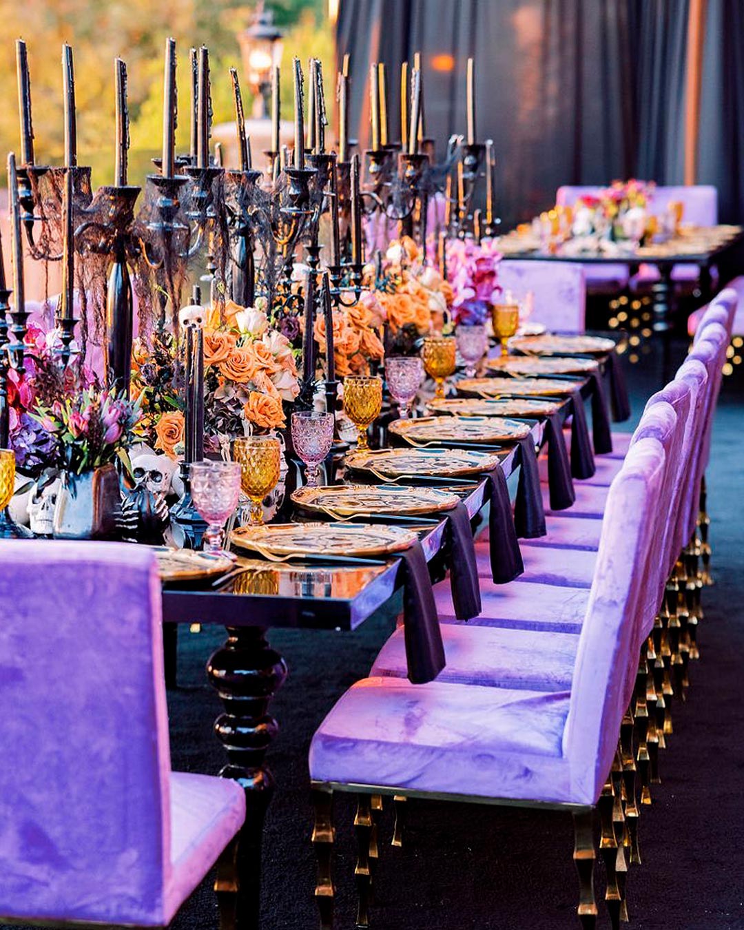 velvet wedding ideas purple chairs