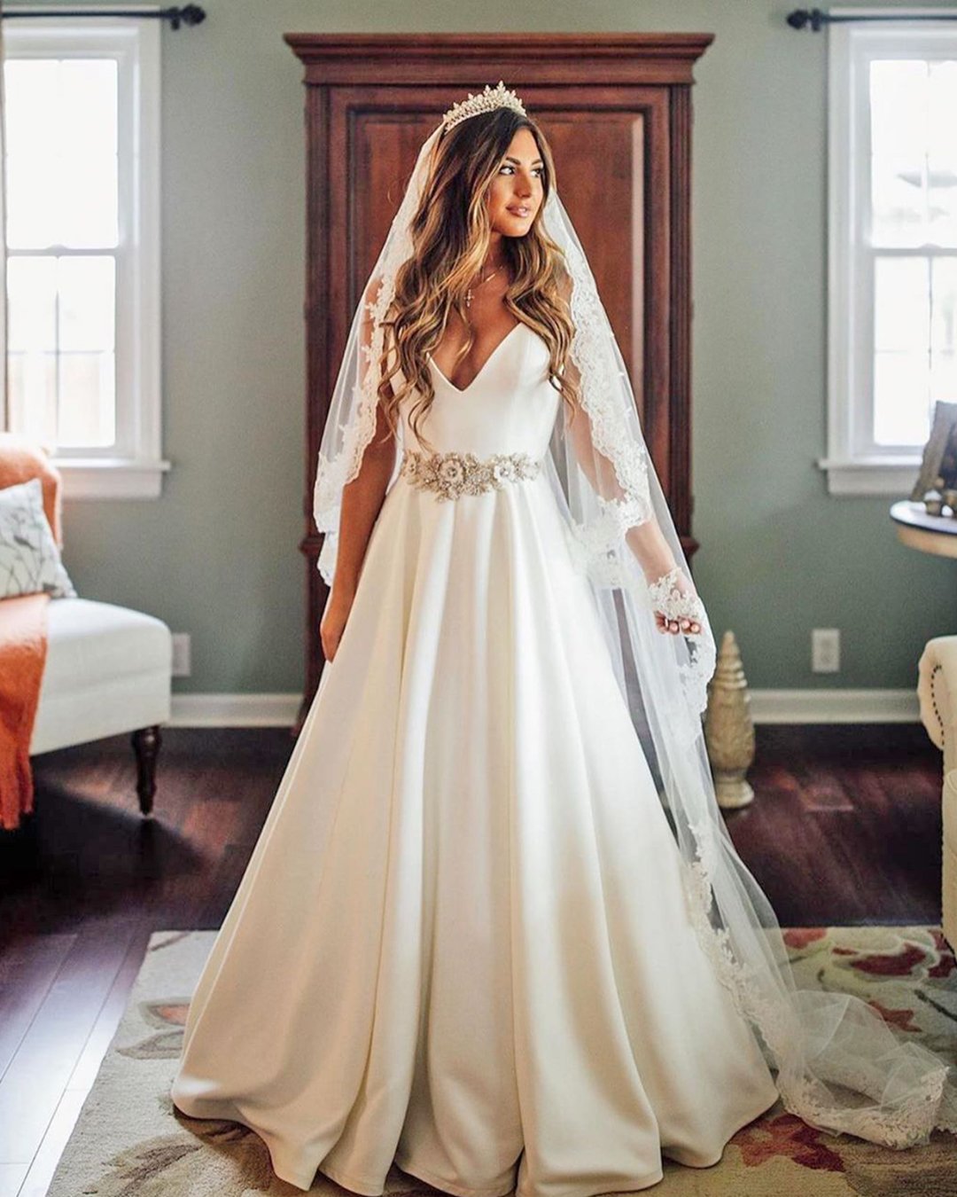 vintage inspired wedding dresses simple v neckline taralatour