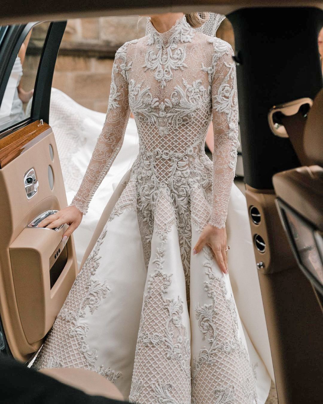 vintage inspired wedding dresses with long sleeves high neck lace jatoncouture