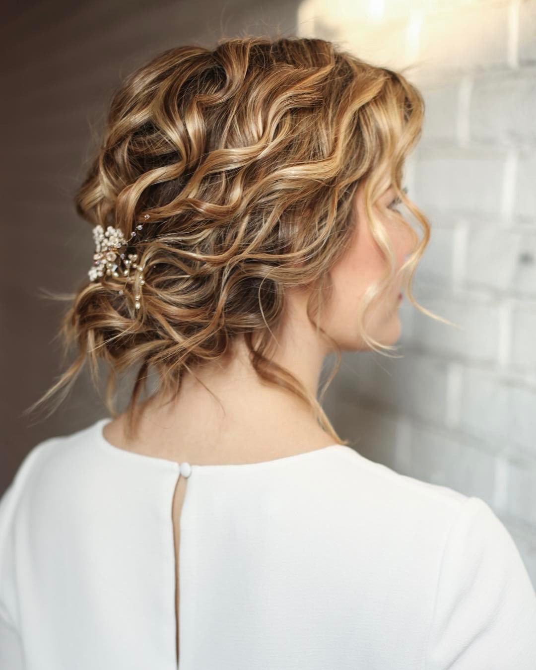 wedding hairstyles for short hair textured curly low updo kristinagasperasmua