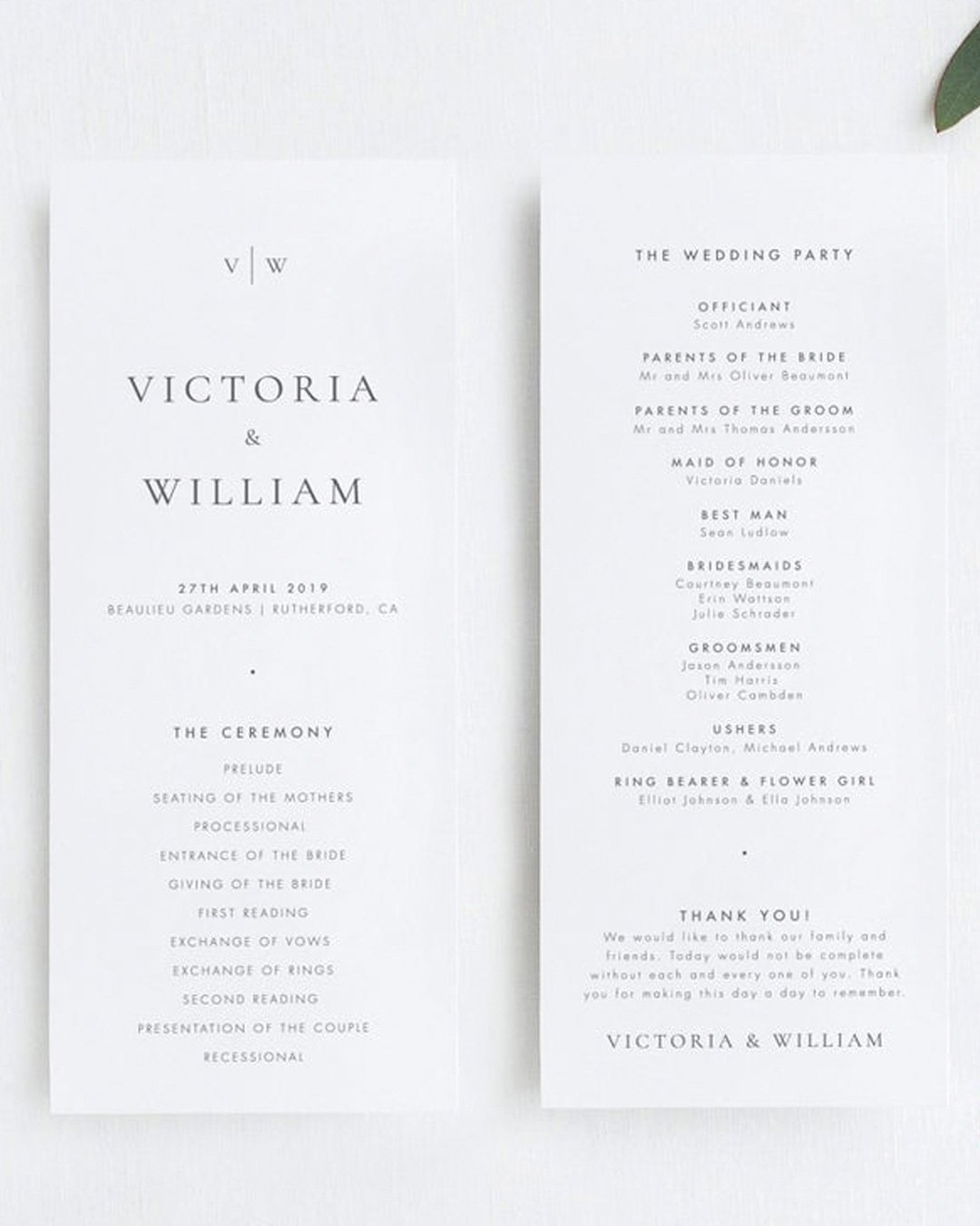 secular wedding program template