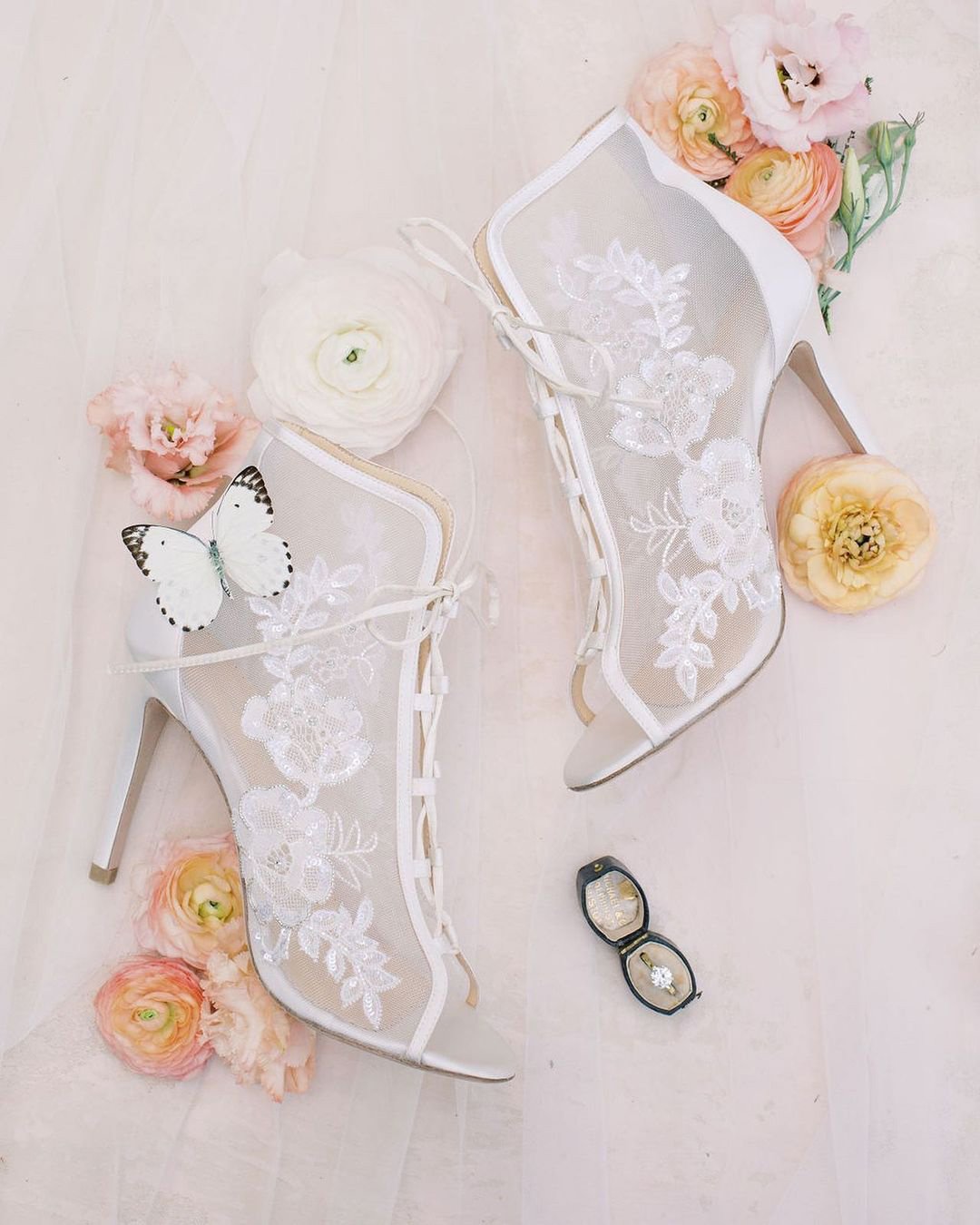 wedding shoes lace low heels comfortable bellabelleshoes
