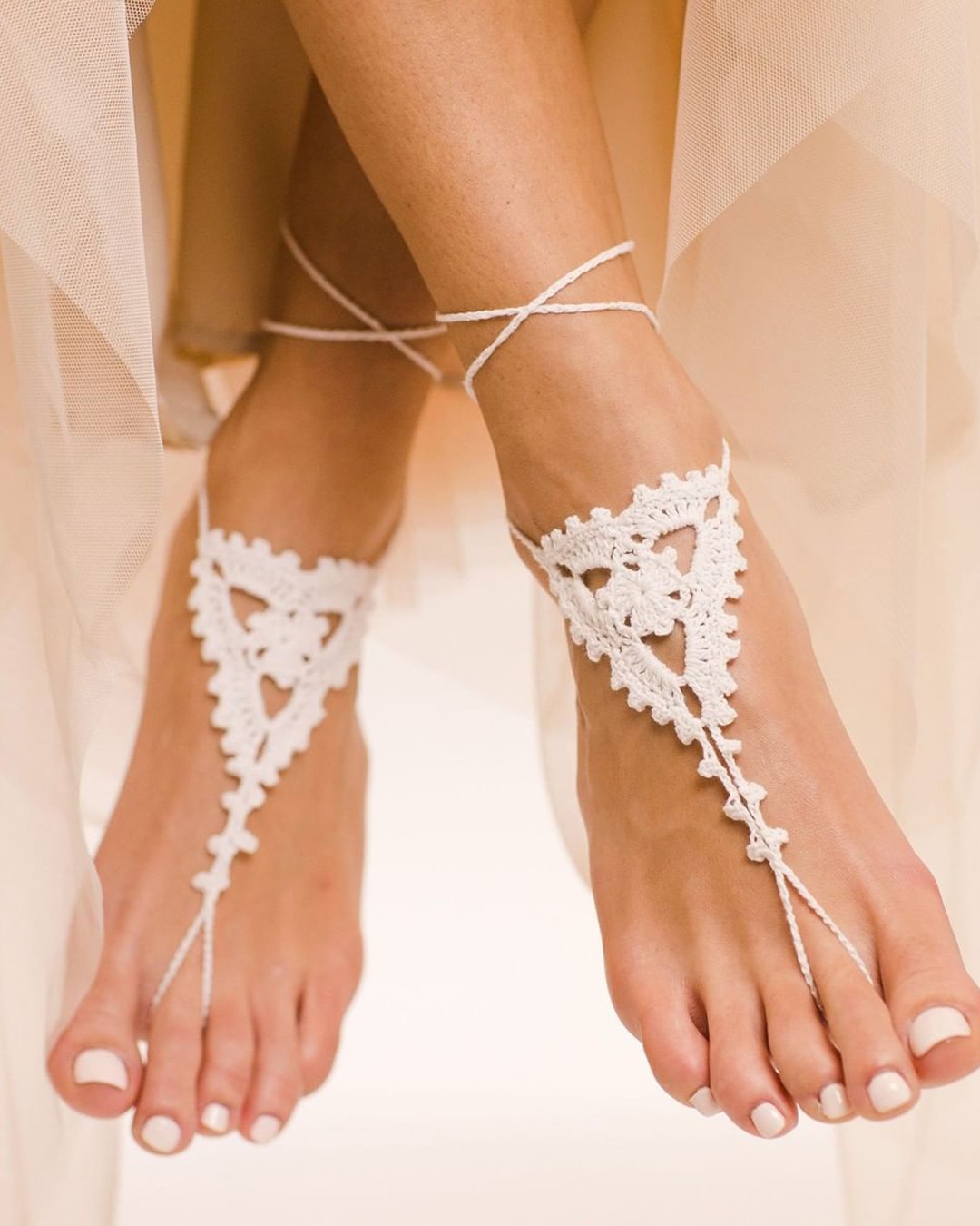 beach wedding shoes white lace baresandals
