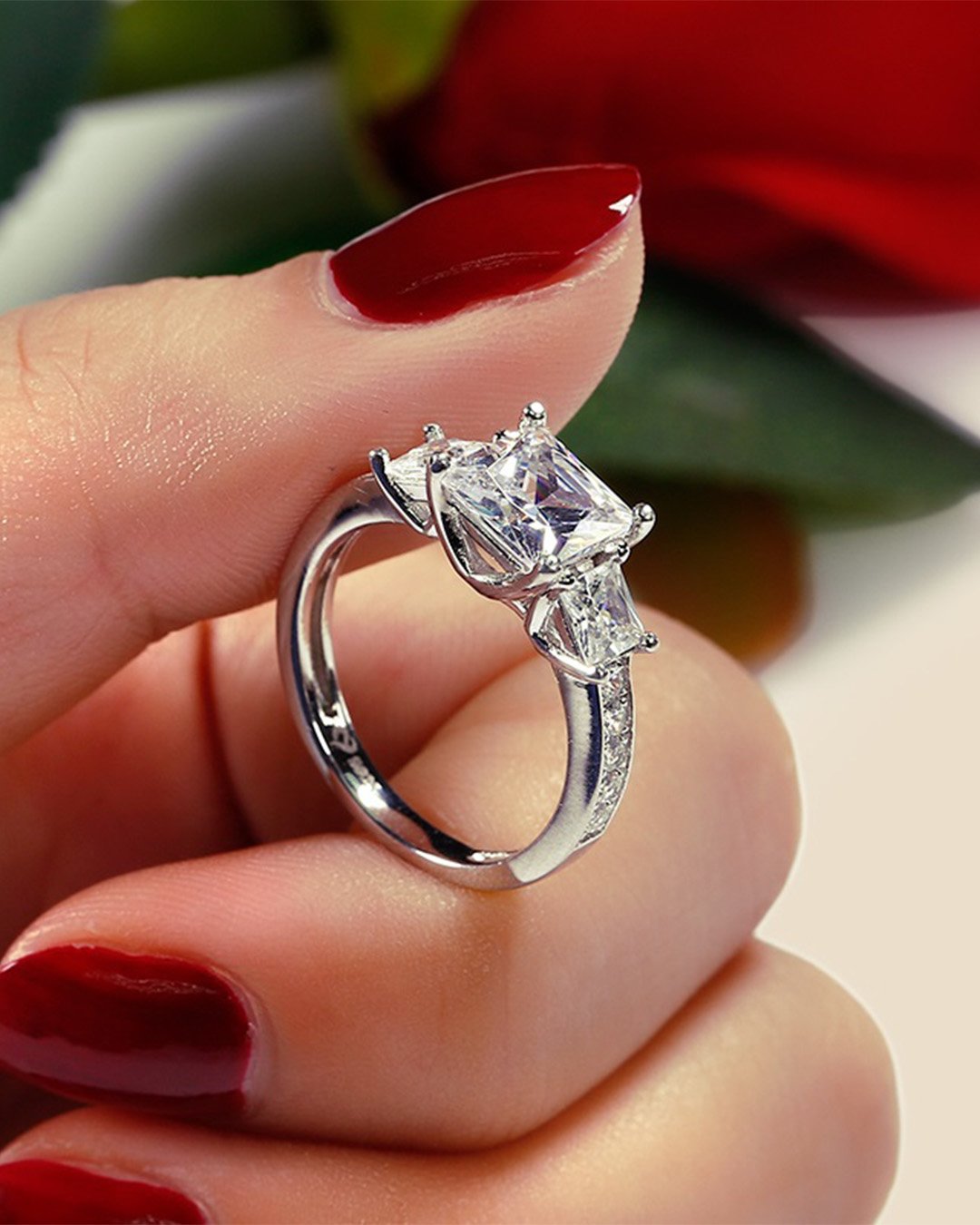 diamond engagement rings princess cut ring three stone
