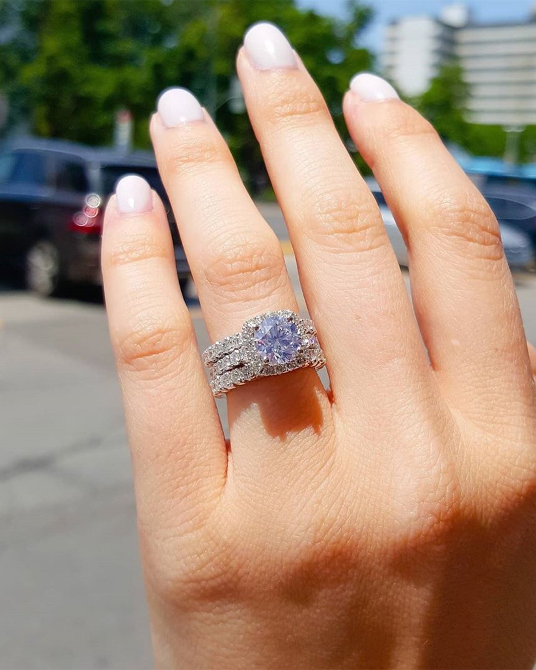 diamond engagement rings round cut halo wedding set