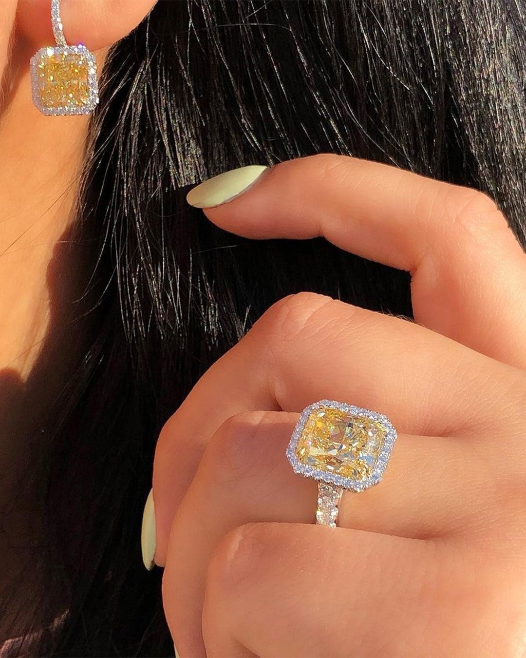 diamond engagement rings wedding set yellow diamond