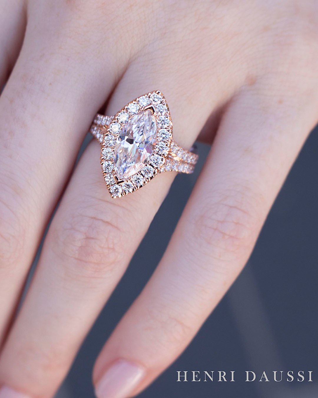 halo engagement rings marquise cut rose gold