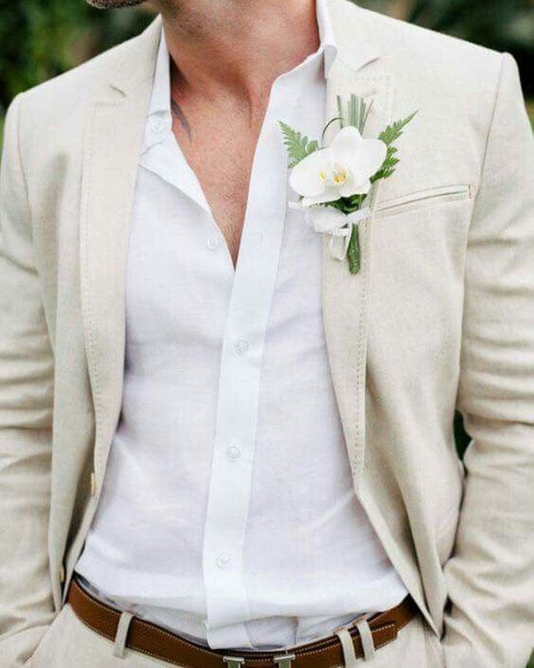 groom suits white jackets with boutonniere casual Vanilla Photograph,