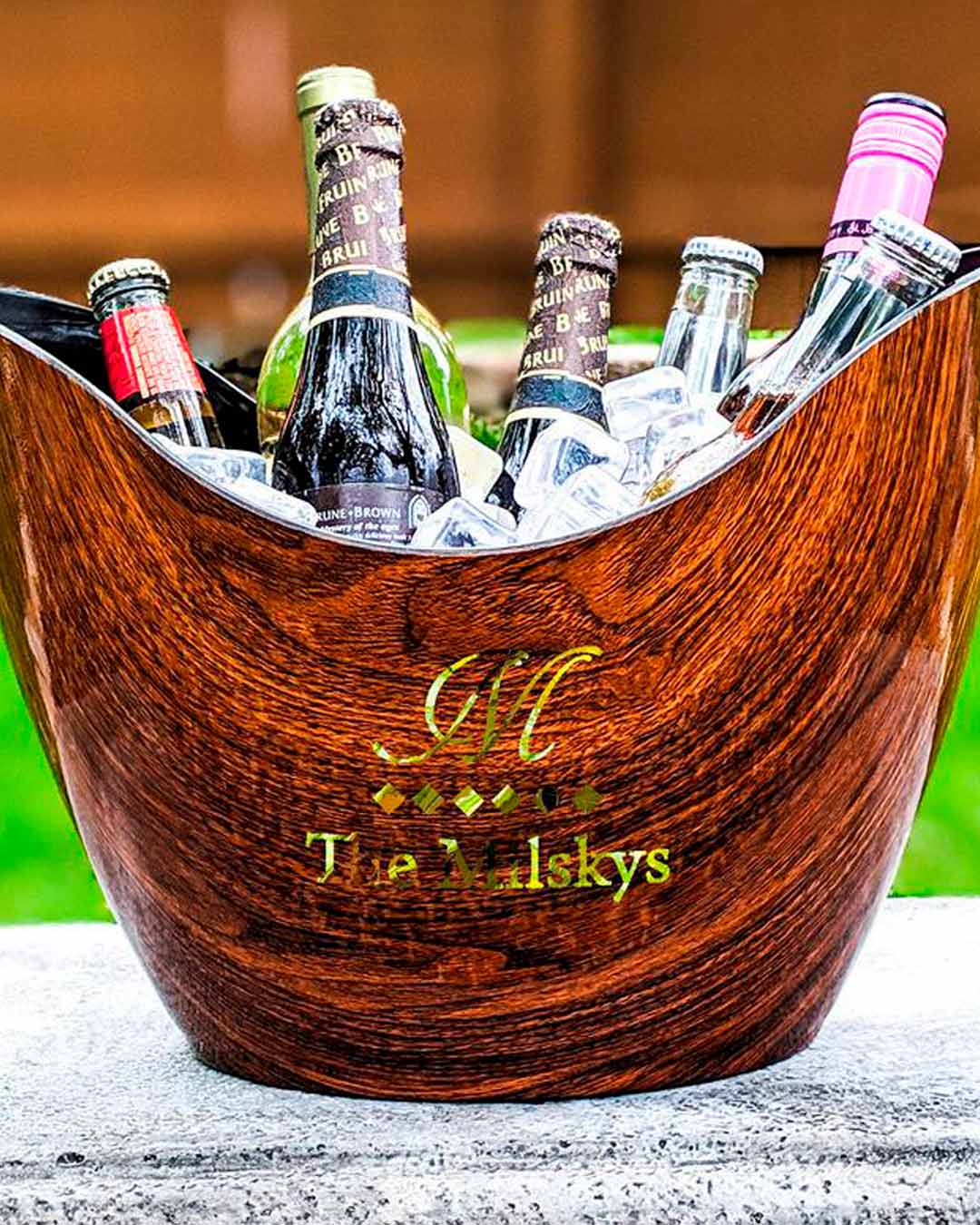 personalized wedding gifts chill rustic wine bucket