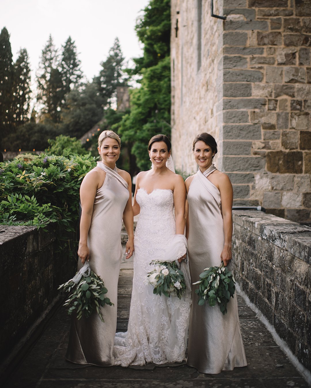 romantic real wedding in florence bride and bridesmaids