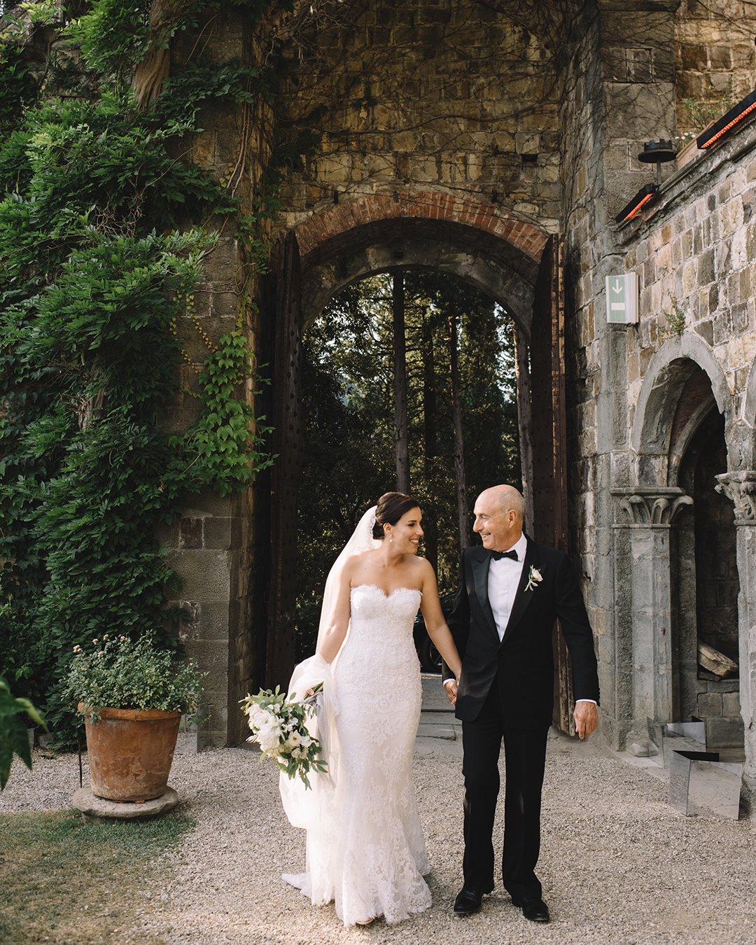 romantic real wedding in florence bride and dad