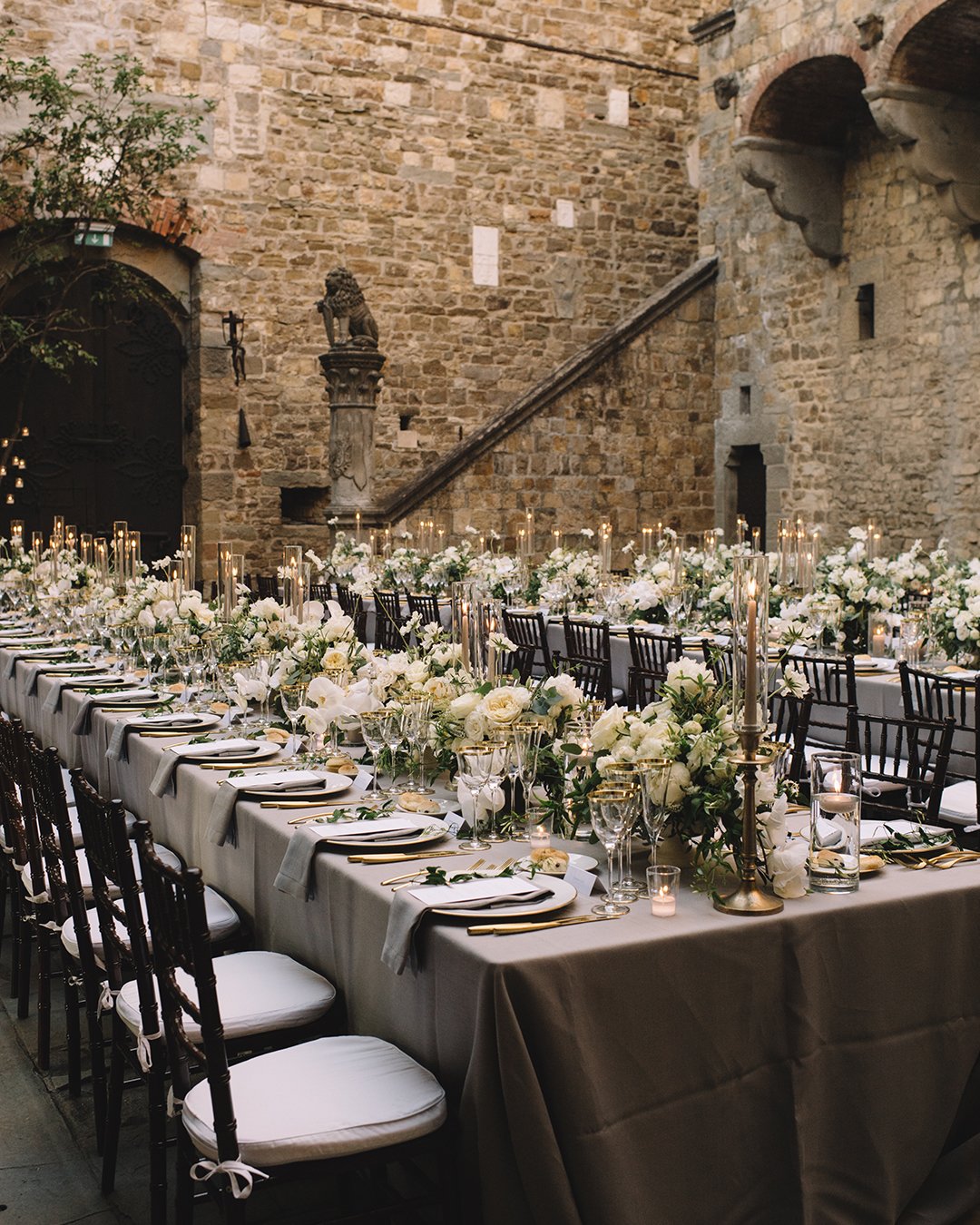 romantic real wedding in florence reception decor