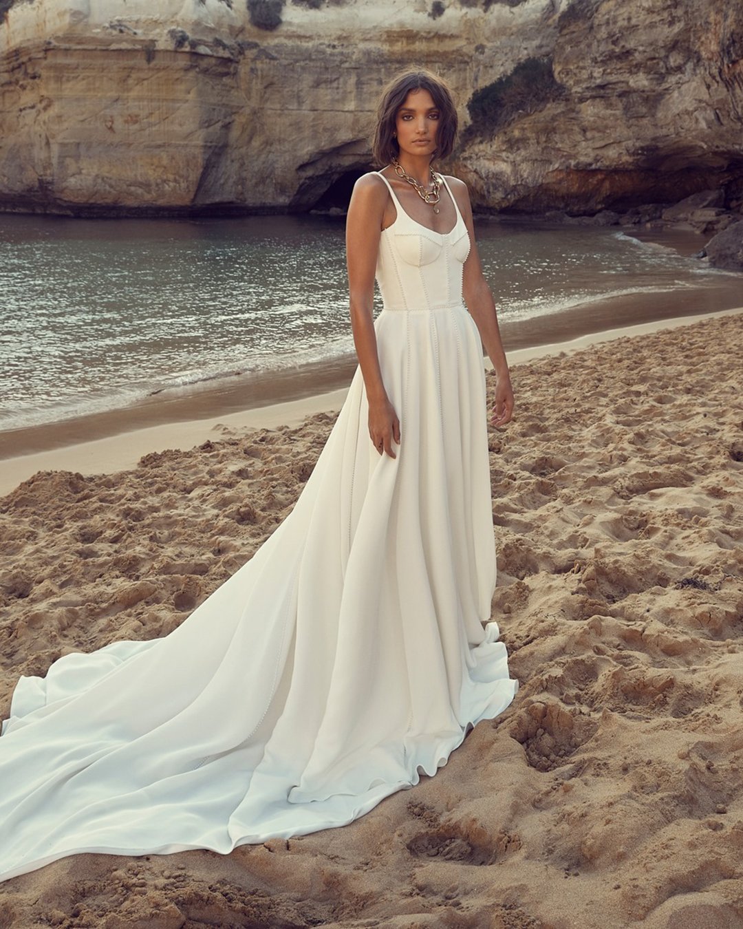 simple wedding dresses a line with train beach kyhastudios
