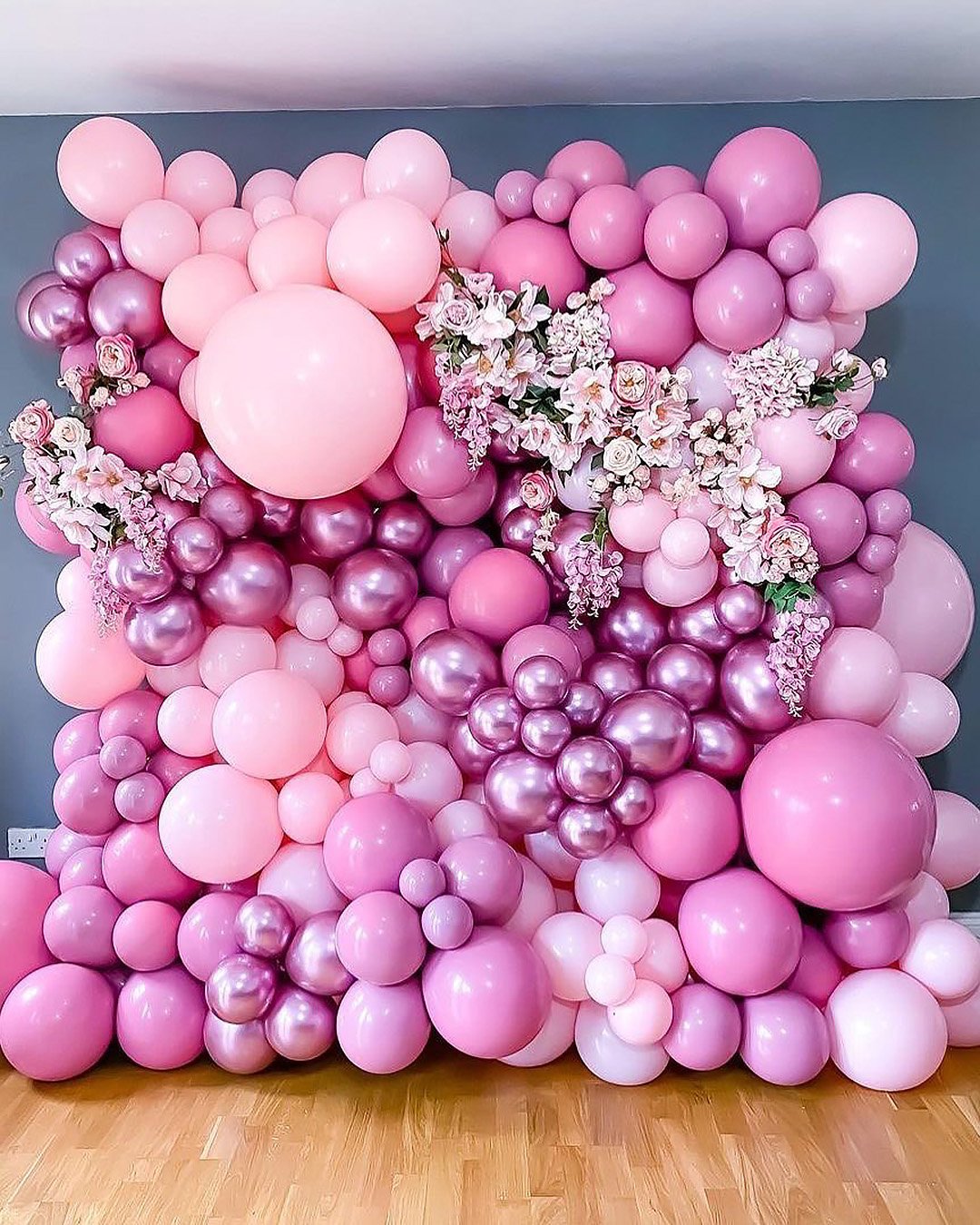 wedding balloon decorations pink backdrop with flowers theeventcollectivex