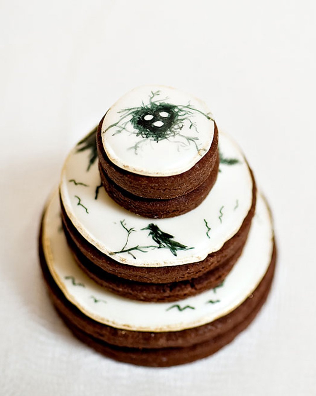 wedding cake cookies white stages with black design dough_and_batter