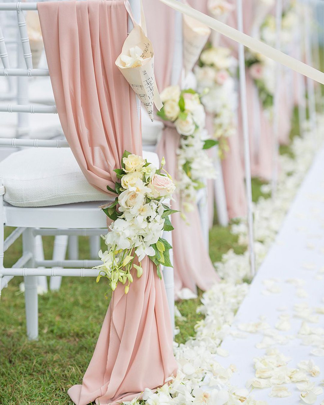 wedding ceremony decorations white flowers and pink drapink decorate darinimages