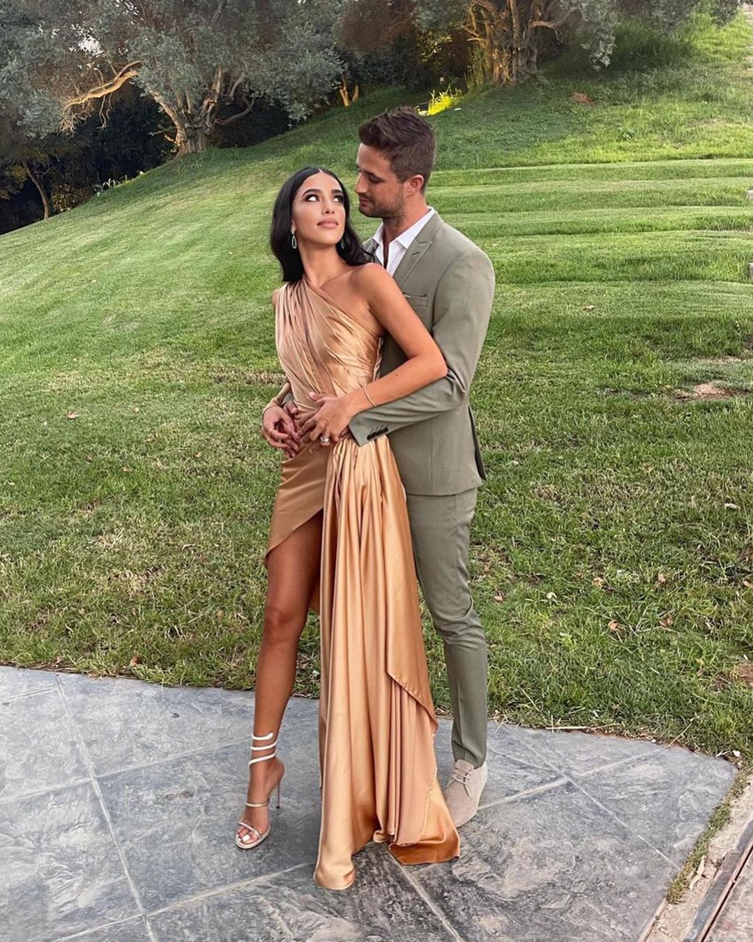 wedding guest gold dress