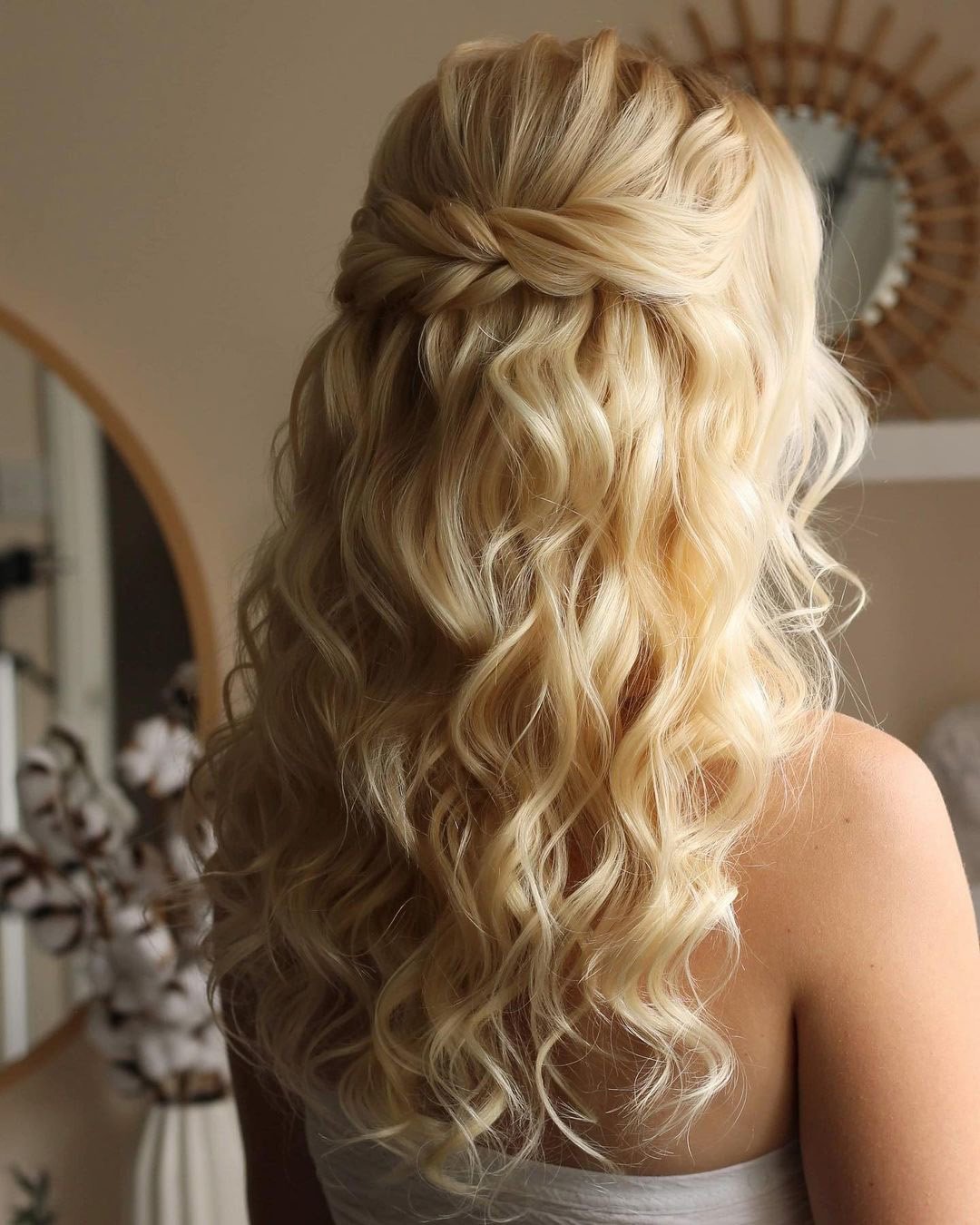 wedding hairstyles for curly hair half up blonde with braids bridal_hairstylist