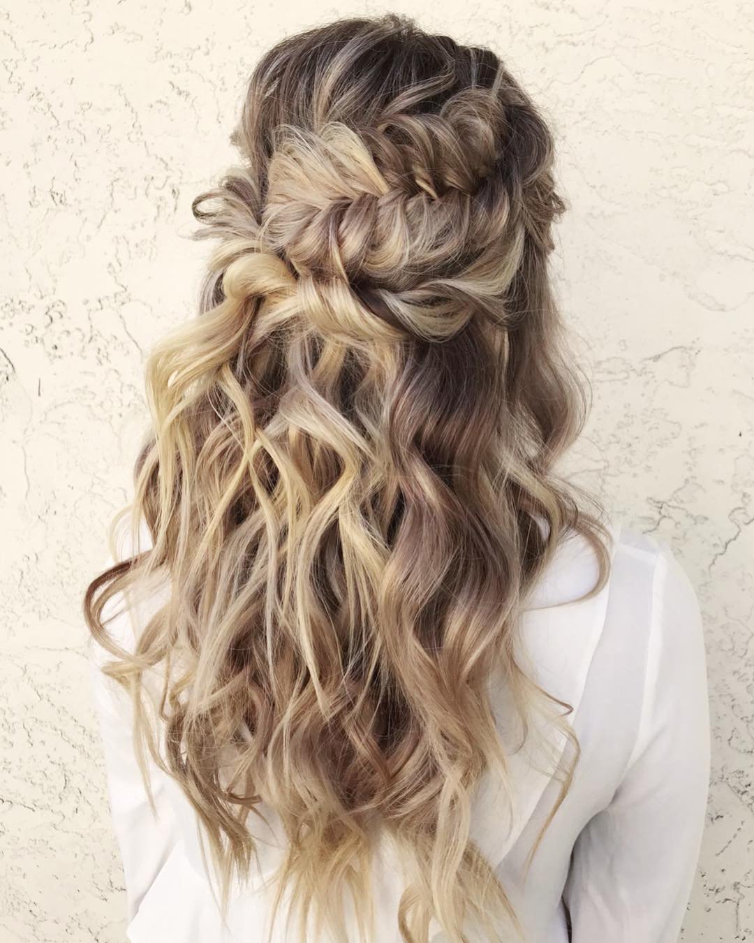 wedding hairstyles for curly hair half up half down with braids svglamour