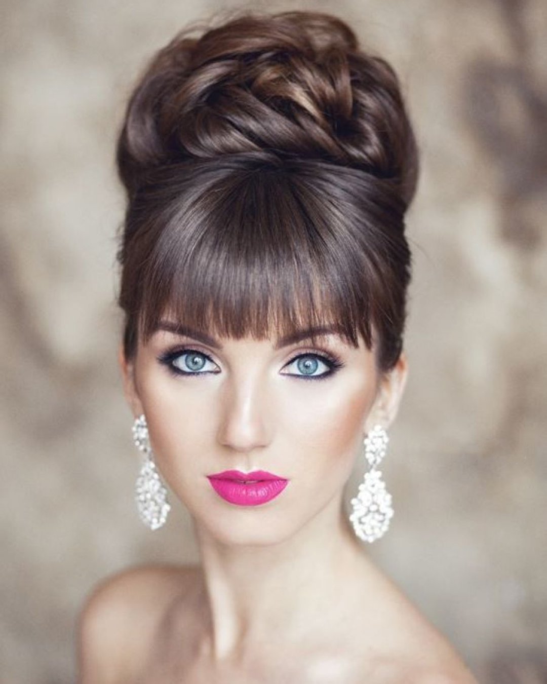 wedding hairstyles with bangs extremely high updo elstile