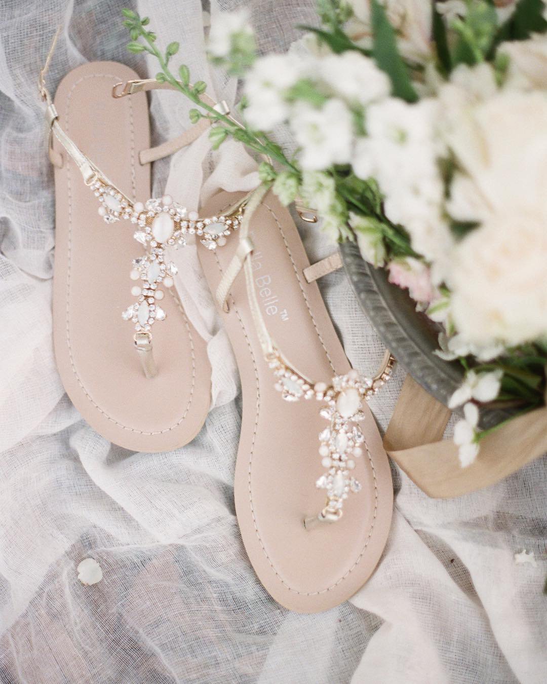 wedding sandals with stones crystal beach bellabelleshoes
